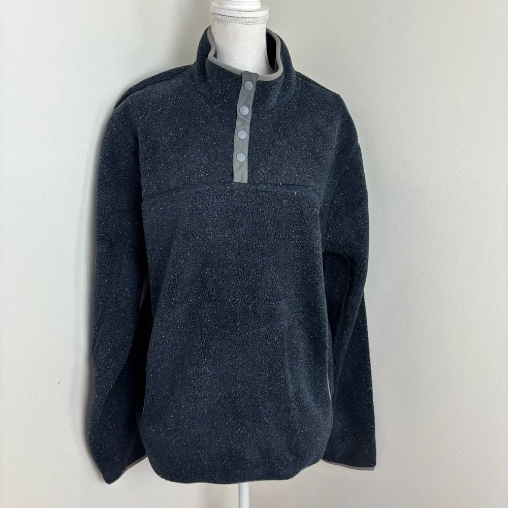 J Crew Nordic Mockneck Pullover Sherpa Fleece Navy Blue Pullover Size Large NWT